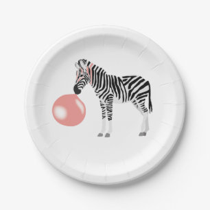 Bubble Gum Zebra Blowing Bubble Paper Plate