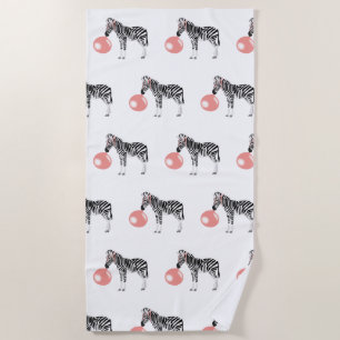 Bubble Gum Zebra Blowing Bubble Pattern Beach Towel