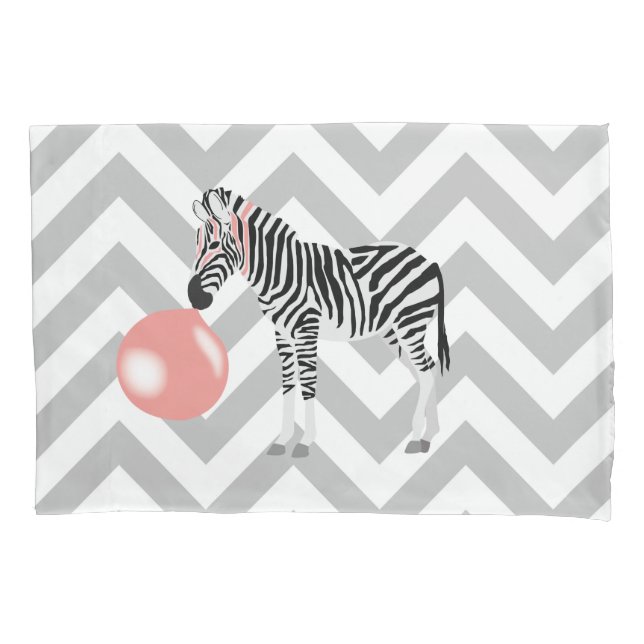 Bubble Gum Zebra Blowing Bubble Pillowcase (Front)