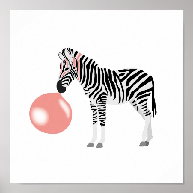 Bubble Gum Zebra Blowing Bubble Poster (Front)