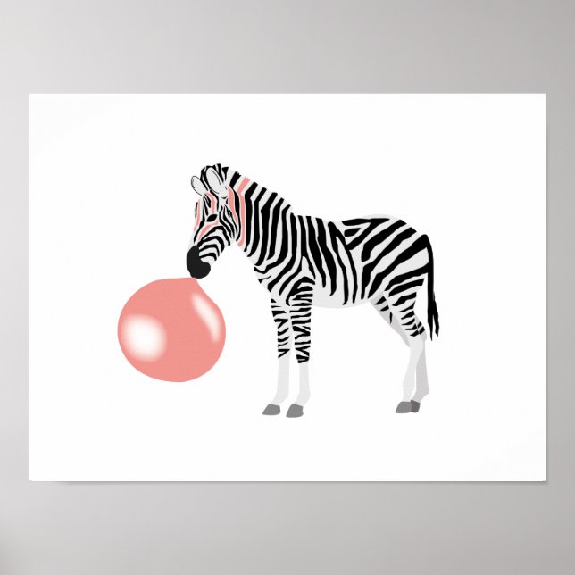 Bubble Gum Zebra Blowing Bubble Poster (Front)