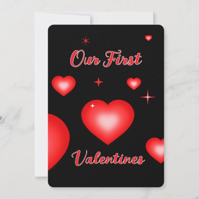 Bubble Heart Coupon Black Valentine Card (Front)