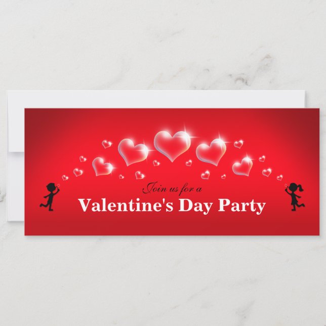 Bubble Hearts - Valentine's Day Party Invitations (Front)