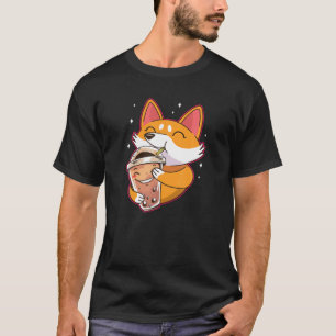 Bubble Kawaii Corgi Drinking Boba Tea Dog Fox T-Shirt