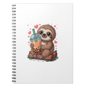 Bubble Kawaii Sloth Drinking Boba Tea T-Shirt Notebook