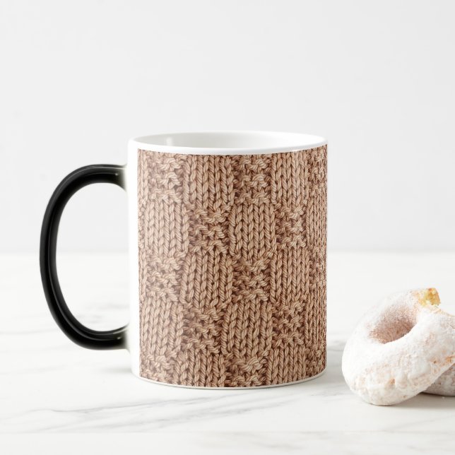 Bubble Knit Stitch Pattern by Shirley Taylor Magic Mug (With Donut)