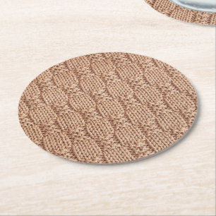 Bubble Knit Stitch Pattern by Shirley Taylor Round Paper Coaster