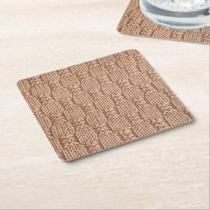 Bubble Knit Stitch Pattern by Shirley Taylor Square Paper Coaster
