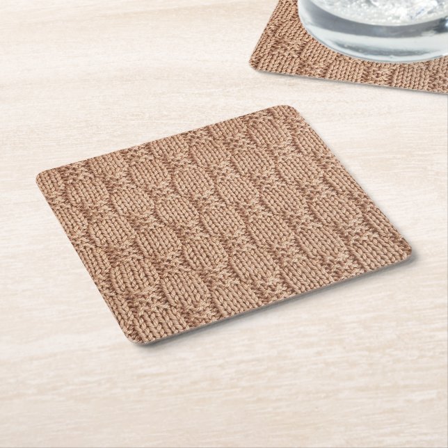 Bubble Knit Stitch Pattern by Shirley Taylor Square Paper Coaster (Angled)