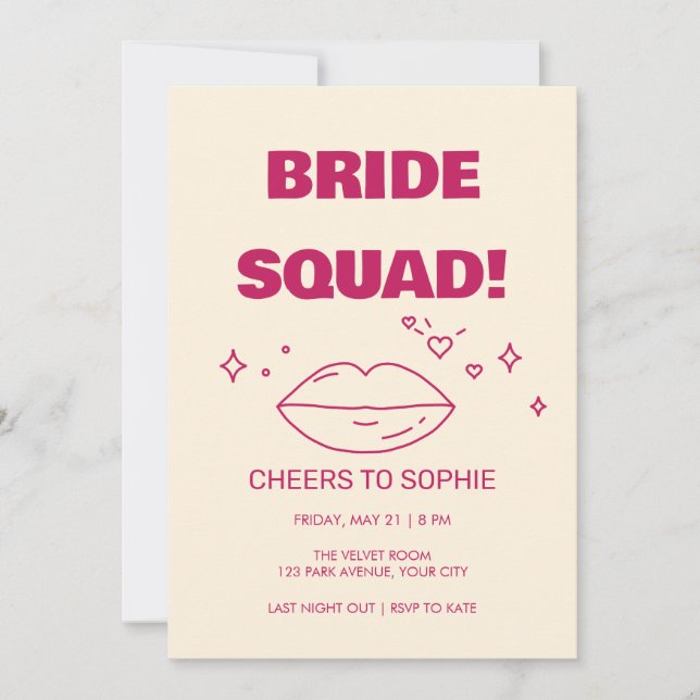 Bubble Letter Bride Squad Bachelorette Invitation (Front)