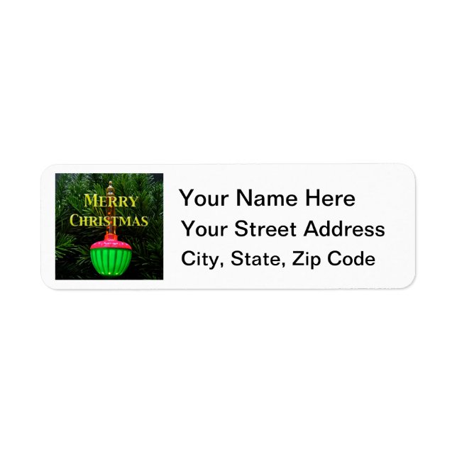 Bubble Light Merry Christmas Custom Address Labels (Front)