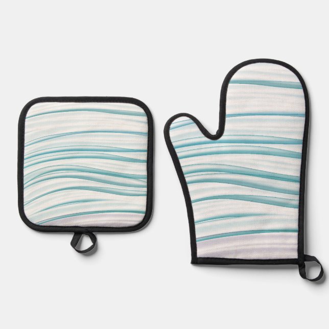 Bubble linear oven mitt & pot holder set (Front)
