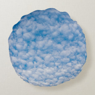 Bubble Mammatus Clouds Blue Sky Nature Photography Round Cushion