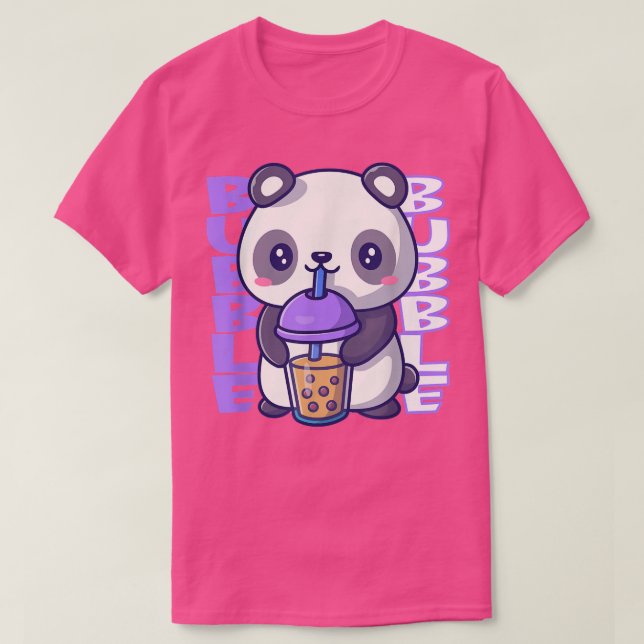 Bubble milk cute panda bear kawaii drinking bubble T-Shirt (Design Front)