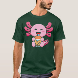 Bubble Milk Tea Axolotl Cute Axolotl Drinking Boba T-Shirt