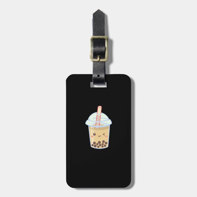 Bubble Milk Tea Boba Cute Luggage Tag (Front Vertical)