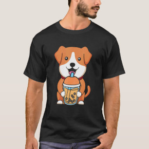 Bubble Milk Tea Dog Cute Dog Drinking Boba Milk Te T-Shirt