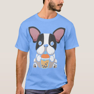 Bubble Milk Tea French Bulldog Cute Dog Drinking B T-Shirt