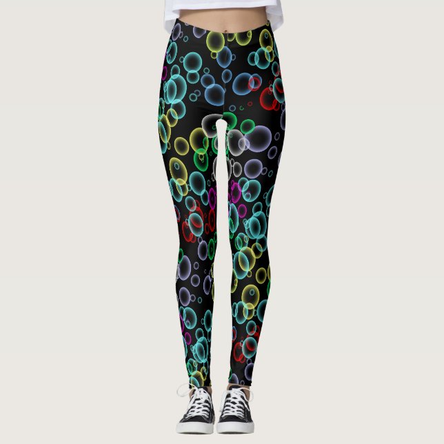 bubble pattern 02.b Black BG Leggings (Front)