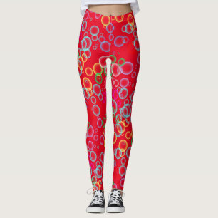 bubble pattern 02.b Red BG Leggings