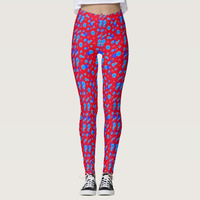 Bubble pattern C01.blue Red BG Leggings (Front)