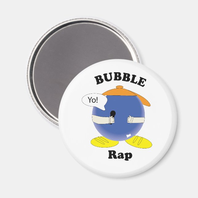 Bubble Rap Funny Pun Character Cartoon Design Magnet (Front/Back)