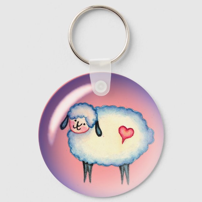 BUBBLE SHEEP by SHARON SHARPE Key Ring (Front)