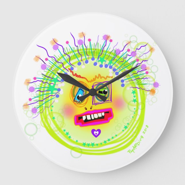 Bubble Smile Meemogie Emoji Art Large Clock (Front)