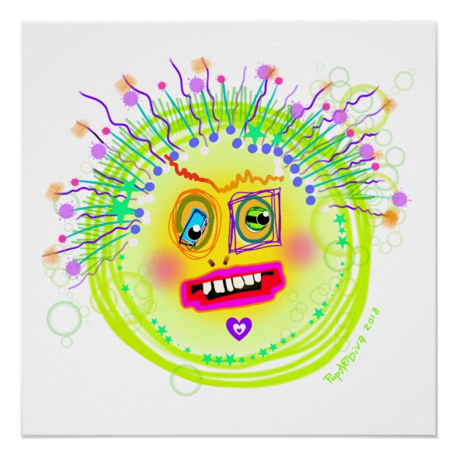 Bubble Smile Meemogie Emoji Art Poster (Front)