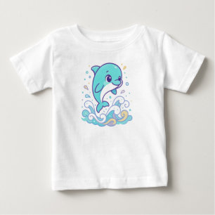 Bubble Splash Dolphin Cute Ocean Animal Custom Baby T-Shirt
