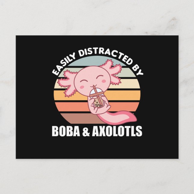 Bubble Tea Axolotl Chocolate Sweet Animals Boba Postcard (Front)