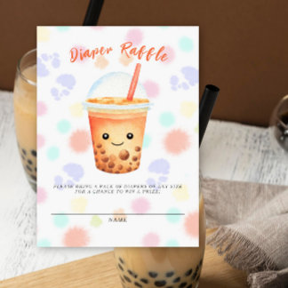 Bubble tea baby shower diaper raffle enclosure card