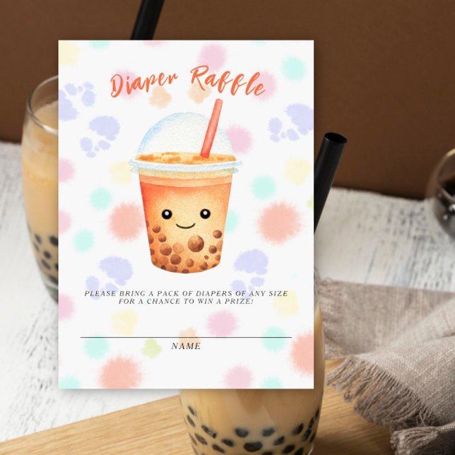 Bubble tea baby shower diaper raffle  enclosure card (Creator Uploaded)