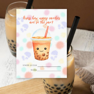 Bubble Tea Baby shower Guess how many candies Enclosure Card