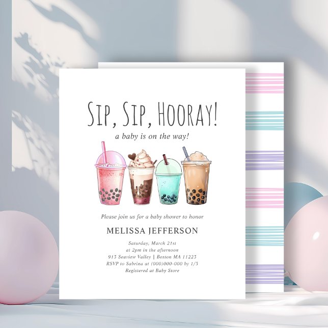 Bubble Tea Boba Baby Shower Budget Invitation (Creator Uploaded)