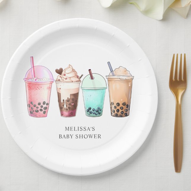Bubble Tea Boba Baby Shower  Paper Plate (Creator Uploaded)