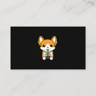 Bubble Tea Boba Corgi Premium Business Card