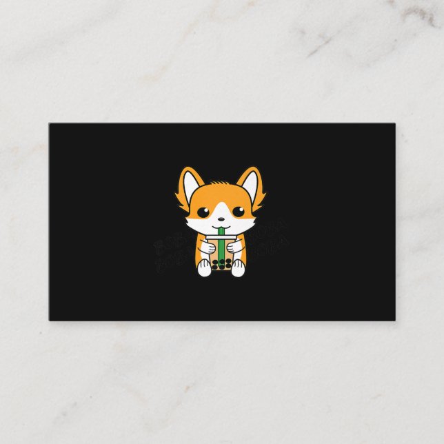 Bubble Tea Boba Corgi Premium Business Card (Front)