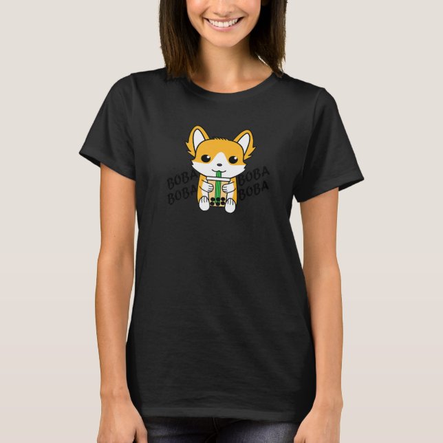Bubble Tea Boba Corgi T-Shirt (Front)