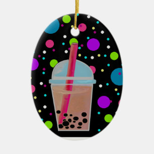 Bubble Tea - Bubble Background Ceramic Tree Decoration