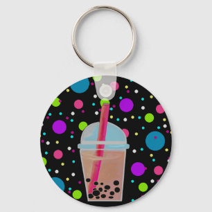 Bubble Tea - Bubble Background Key Ring