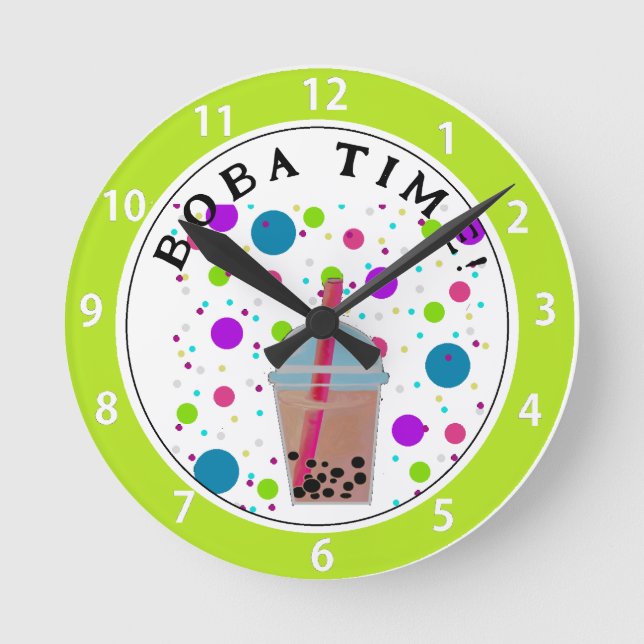 Bubble Tea - Bubble Background Round Clock (Front)