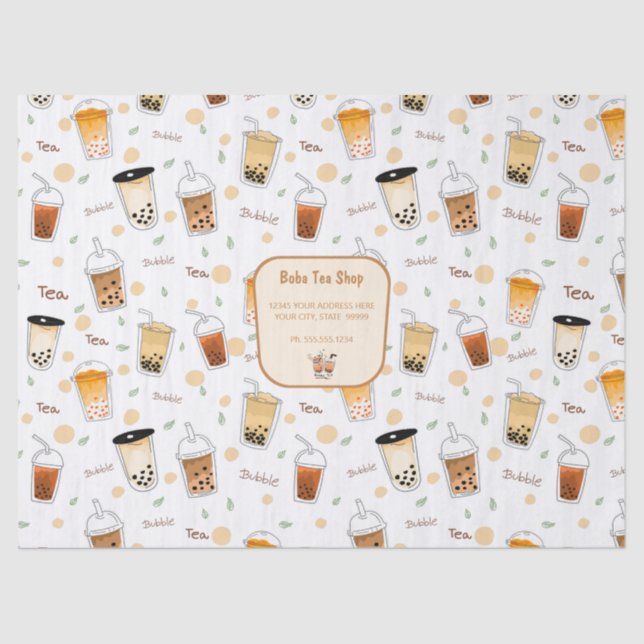 Bubble Tea Business Personalised white  Tissue Paper (Front)