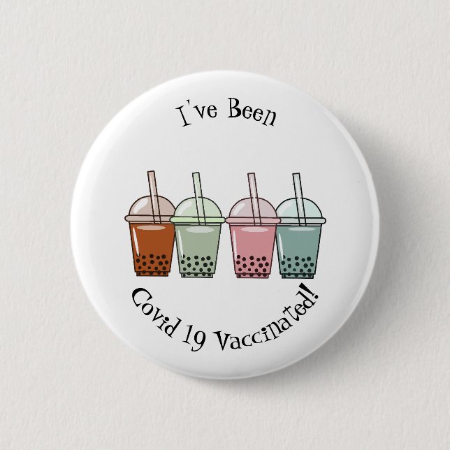 Bubble tea cartoon illustration 6 cm round badge (Front)