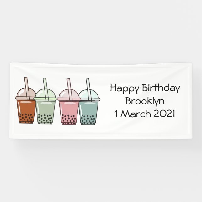 Bubble tea cartoon illustration banner (Horizontal)