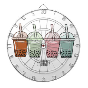 Bubble tea cartoon illustration dartboard