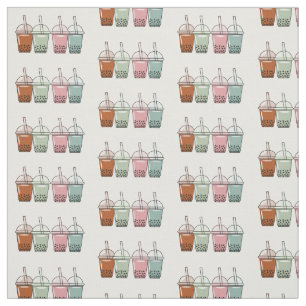 Bubble tea cartoon illustration fabric
