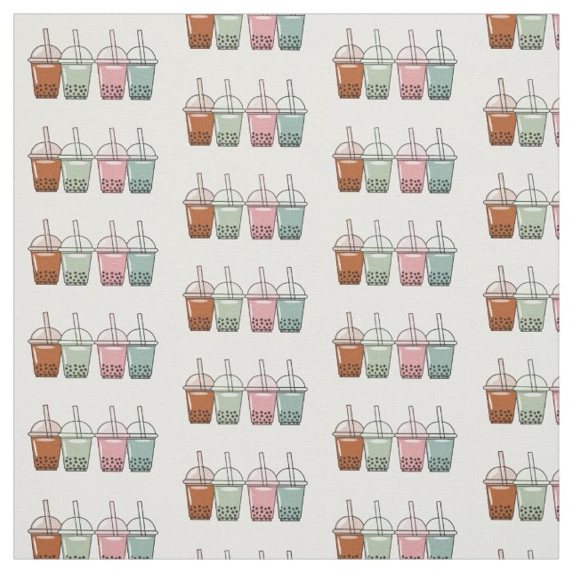 Bubble tea cartoon illustration fabric (Swatch)