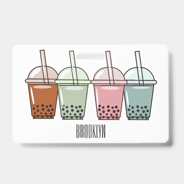Bubble tea cartoon illustration ID badge (Front)
