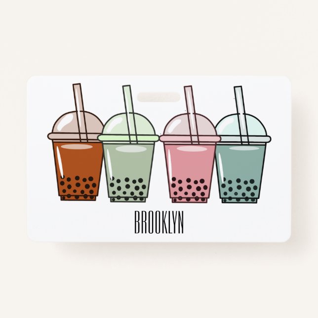 Bubble tea cartoon illustration ID badge (Front)